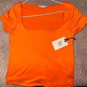 Sincerely Jules Vibrant Orange Short Sleeve Top